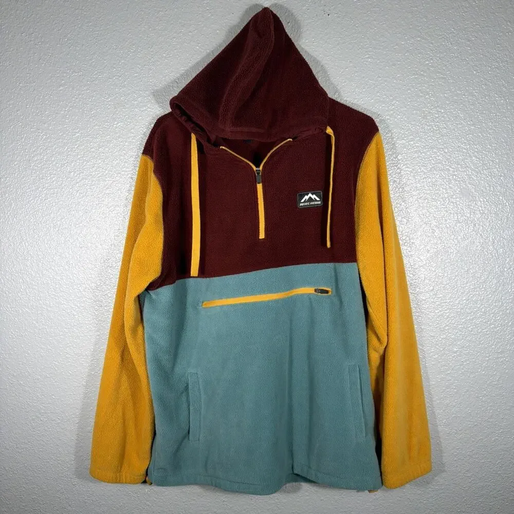Massive Outdoor Colorblock Fleece Hooded Pullover Mens Size Large